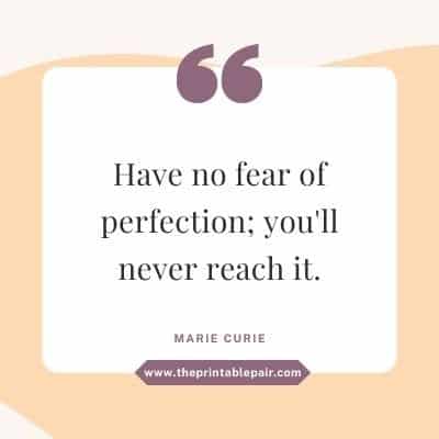 Have no fear of perfection; you'll never reach it.