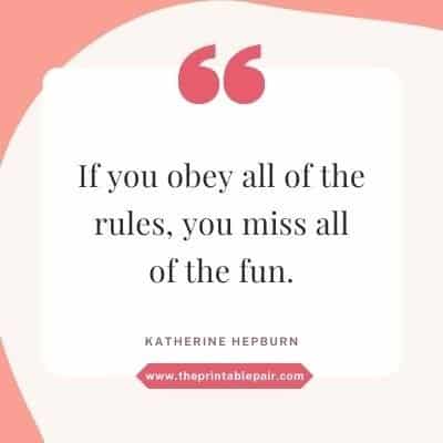 If you obey all the rules, you miss all of the fun.