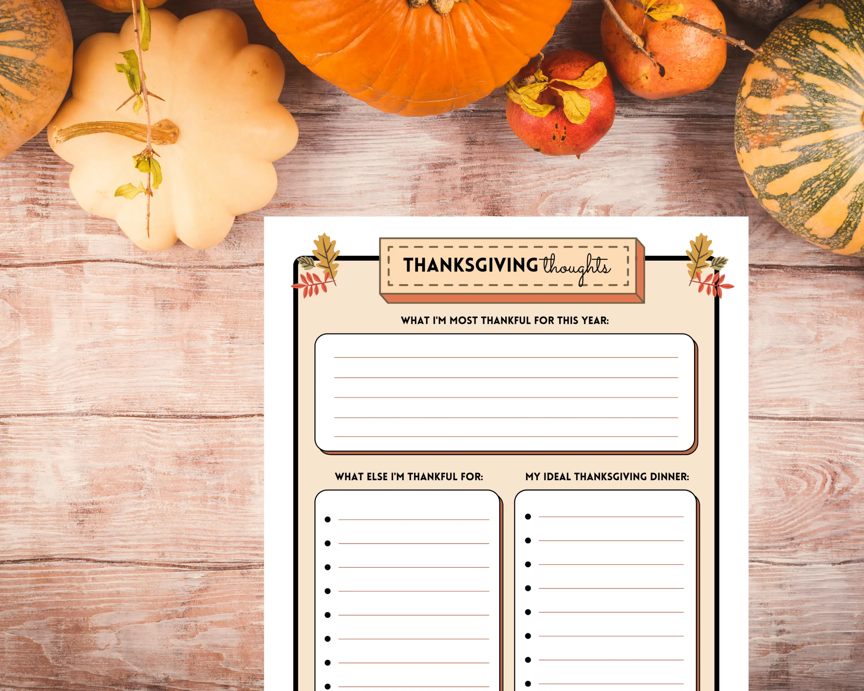 Thanksgiving Thoughts Worksheet
