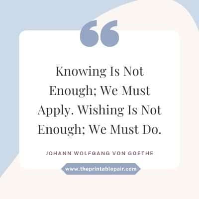 Knowing Is Not Enough; We Must Apply. Wishing Is Not Enough; We Must Do.